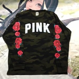 NWOT VS PINK Camo Campus Long Sleeve Tee XL